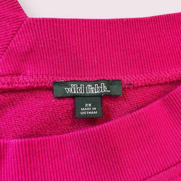 Wild Fable Hot Pink Cropped Sweatshirt Size 2X Plus Size Off the Shoulder crop - Picture 4 of 9